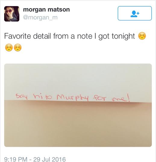 Morgan's post on twitter with the picture of my letter!